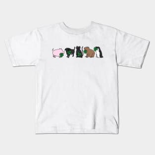 Five Animals Holding Shamrocks for St Patricks Day Kids T-Shirt